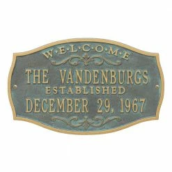 Whitehall Products Brookfield Welcome Rectangular Standard Wall 2-Line Anniversary Personalized Plaque in Bronze/Verdi