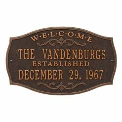 Whitehall Products Brookfield Welcome Rectangular Standard Wall 2-Line Anniversary Personalized Plaque in Oil-Rubbed Bronze