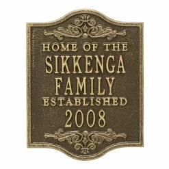 Whitehall Products Buena Vista Square Standard Wall 3-Line Anniversary Wedding Personalized Plaque in Antique Brass