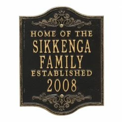 Whitehall Products Buena Vista Square Standard Wall 3-Line Anniversary Wedding Personalized Plaque in Black/Gold