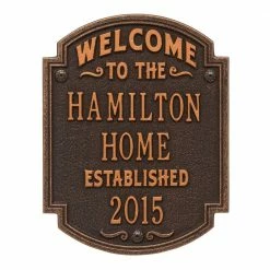 Whitehall Products Heritage Welcome Square Standard Wall 3-Line Anniversary Personalized Plaque in Oil-Rubbed Bronze