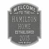 Whitehall Products Heritage Welcome Square Standard Wall 3-Line Anniversary Personalized Plaque in Pewter Silver -Whitehall Products Store whitehall products address plaques 3313ps 64 1000