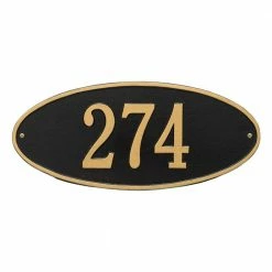 Whitehall Products Madison Standard Oval Black/Gold Wall 1-Line Address Plaque