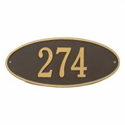 Whitehall Products Madison Standard Oval Bronze/Gold Wall 1-Line Address Plaque