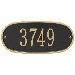 Whitehall Products Standard Oval Black/Gold Wall 1-Line Address Plaque