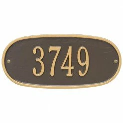 Whitehall Products Standard Oval Bronze/Gold Wall 1-Line Address Plaque