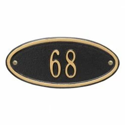 Whitehall Products Madison Petite Oval Black/Gold Wall 1-Line Address Plaque