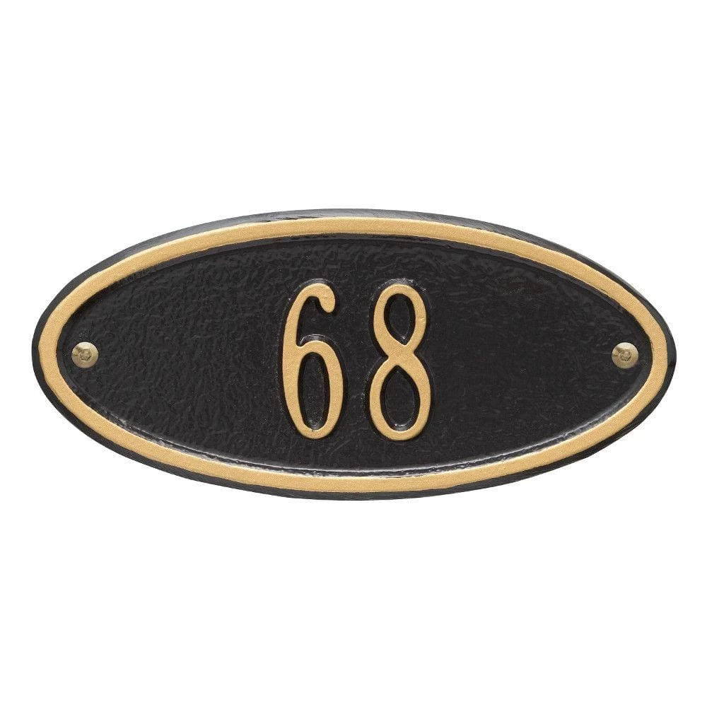 Whitehall Products Madison Petite Oval Black/Gold Wall 1-Line Address Plaque 3 Whitehall Products Madison Petite Oval Black/Gold Wall 1-Line Address Plaque