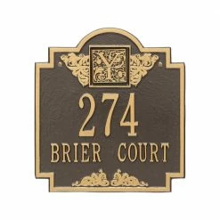 Whitehall Products Monogram Standard Wall Square Bronze/Gold 2-Line Address Plaque