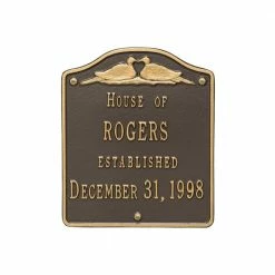 Whitehall Products Wedding Standard Wall Square Bronze/Gold 2-Line Address Plaque