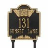 Whitehall Products Monogram Standard Lawn Square Black/Gold 2-Line Address Plaque 1 Whitehall Products Monogram Standard Lawn Square Black/Gold 2-Line Address Plaque -Whitehall Products Store whitehall products address plaques 5106bg 64 1000