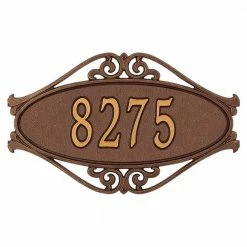 Whitehall Products Hackley Fretwork Oval Antique Copper Standard Wall One Line Address Plaque