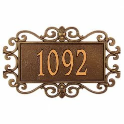 Whitehall Products Mears Fretwork Rectangular Antique Copper Standard Wall One Line Address Plaque