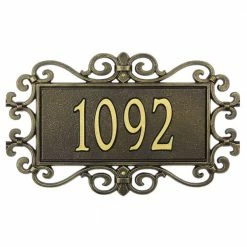 Whitehall Products Mears Fretwork Rectangular Bronze/Gold Standard Wall One Line Address Plaque