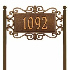 Whitehall Products Mears Fretwork Oval Antique Copper Standard Lawn One Line Address Plaque