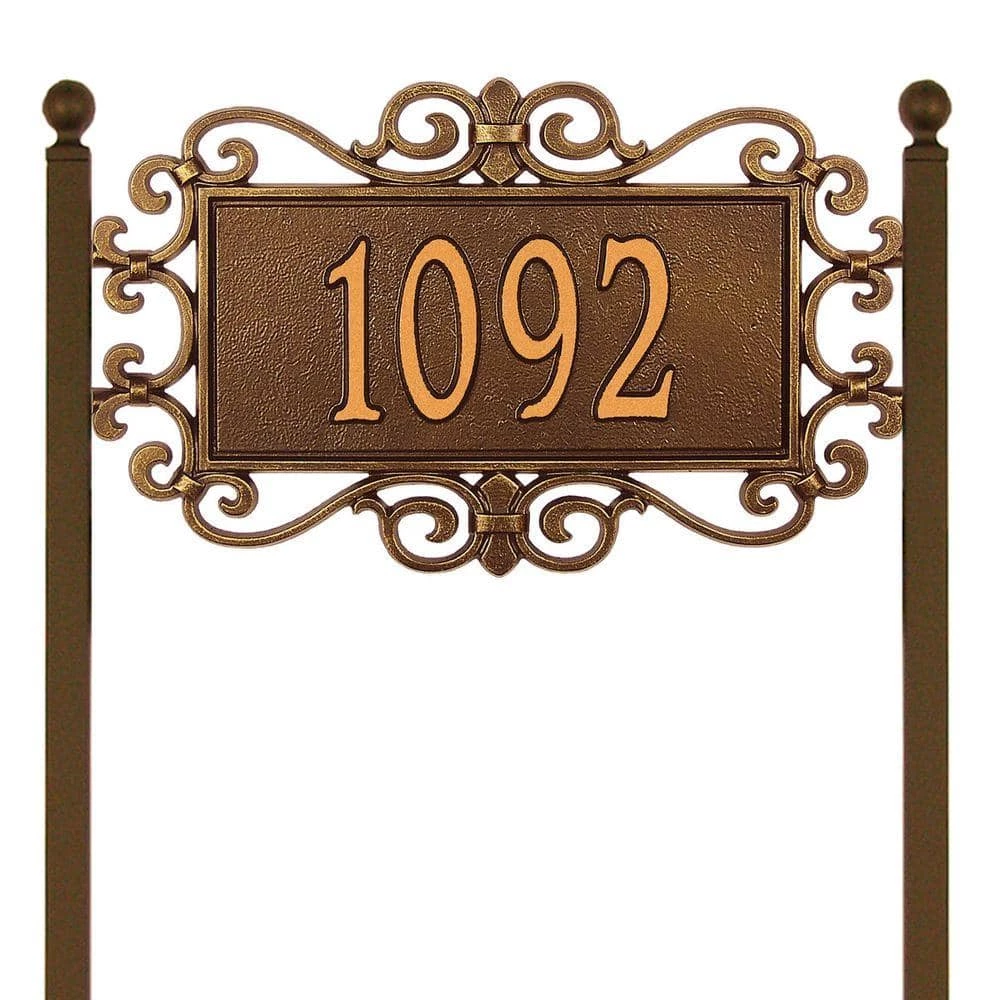 Whitehall Products Mears Fretwork Oval Antique Copper Standard Lawn One Line Address Plaque 3 Whitehall Products Mears Fretwork Oval Antique Copper Standard Lawn One Line Address Plaque