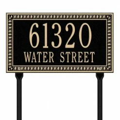 Whitehall Products Egg and Dart Rectangular Black/Gold Standard Lawn Two Line Address Plaque